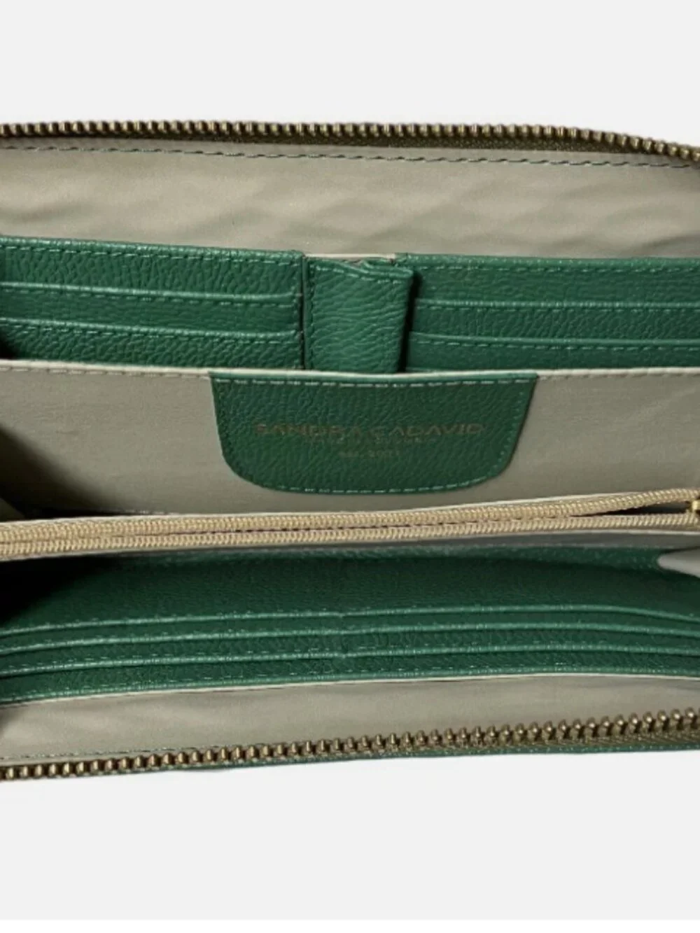 SANDRA CADAVID CHRISTINA LUXURY EMERALD GREEN LEATHER WRISTLET WALLET